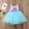 Newly Toddler Baby Girls Princess Sweet Formal Dress Sequined Lace Patchwork Knee-Length Tutu Dress 6M-5Y Q0716
