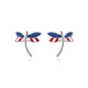 Nouvelles boucles d'oreilles style européen et américain boucles d'oreilles drapeau américain couleur douce trois étoiles boucles d'oreilles papillon libellule X0709 X0710