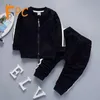 Klädsuppsättningar Fall Sporty 2 Piece Set Toddler Barn Solid Zipper Coat Byxor Pojke Tjej Klädsel Full Sleeve Kids 12m-5t Flickor