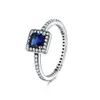 Frauen 925 Sterling Silber Ringe Blau Cloear Quadratischen Kristall Rose Gold Finger Ring Krone für Hochzeit Party Schmuck