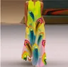 캐주얼 여성 가운 인쇄 빈티지 드레스 섹시한 V 넥 민소매 빅 스윙 맥시 포켓 플러스 사이즈 긴 Vestidos 5XL 210522