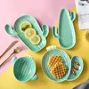 Creative Cactus Flower Shape Cute Ceramic Tableware Household Dishs Snack Fruit Salad Bowl Dessert Plate Dinnerware