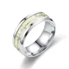 Size 6-13 Luminous Couple Ring Black Fashion Man Minimalist Stainless Steel Glowing in the Dark Jewelry