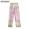 KPYTOMOA Donna Chic Moda Tie-dye Stampa Pantaloni dritti Vintage Vita alta Cerniera Pantaloni femminili Mujer 210925