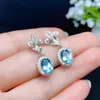 Dangle Kronleuchter Fashion Chic Blue Crystal Aquamarin Topaz Gemstones Diamonds Drop Ohrringe für Frauen Mädchen Weiß Gold Silber C9813337