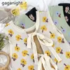 Doce flor mulheres colete de malha sem mangas chic kawaii japão estilagem bandage lace up tanques camis primavera outwear 210601