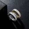 女性のための贅沢なマイクロ舗装スクエアキュービックジルコニアの約束愛リング女性の結婚指輪婚約ジュエリー