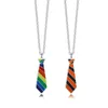 Bijoux en tissu pour hommes, collier cravate arc-en-ciel en acier inoxydable, cravate Gay Pride, pendentifs pour colliers