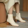 MORAZORA Scarpe da donna di alta qualità stivaletti in pelle di pecora per donna moda punta quadrata tacchi alti scarpe da donna nero beige 210506