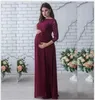 Lace Maternity Dresses Maternity Photography Props Kvinnor Lång Maxi Klänning Sexig Klänning Spets O-Neck Graviditet Klänning 845 V2