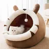 Lit de chat Tente d'intérieur pour animaux de compagnie Coussin doux et chaud Novetly Huts Maison confortable Toutes les saisons Lits de couchage Nid pour petit chien de taille moyenne Chaton 210722