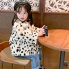 Fluffy Leopard Faux Fur Coat Dziewczyna Jesień Baby Girl Winter Clothing Kurtka Kids Futro Kurtki Odzieży Odzież Dzieci Odzież 211023