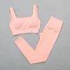 Kvinnors sportkläder hög midja sport bh + legging gym kläder sömlös fitness yoga kostym stretchy träning set vadderad