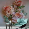 壁紙カスタム3D POモダンロマンチックなピンクのバラの花の壁紙寝室のリビングルームの入り口の廊下背景の壁大きい壁画