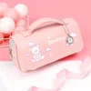 Canvas stationery pencil bags with watch pendant pencils case cute creative cases female