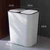 Trash Can Rectangle Plastic Push-Button Dual Compartment 12liter Recycling Waste Bin Garbage classified dustbin H99F 210728