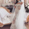 Projektant Luksusowe Kryształy Długie Rękawy Suknie Balowe Suknie Ślubne Dżetki Arabska Suknia Ślubna Sheer Neck Vestidos de Novia