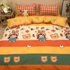 Zestawy pościelowe Moda Rainbow Set Poliester Bawełna Płaska prześcieradła Pościel Duvet Pokrywa Koreański 220x240 Comforter Bedclothes