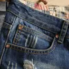 Yaz Erkekler Vintage Kısa Kot Streetwear Delik Ince Denim Şort Erkek Marka Giysileri 210629