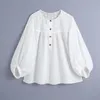 Vuwyv Chic White Cutwork Bordado Lace Mulheres Blusas Verão Casual Smock Design Mulher Manga Longa Botões Top 210430