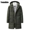 Vinter män Parkas Hooded Warm Mid-Length Coat Solid Färg Casual Fashion Streetwear Parka Stor storlek 8xl 211214