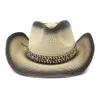 Donna Uomo Moda Retro Vintage Western Cowboy Cowgirl Cappelli di paglia Turchese Cappello estivo da sole Sombreros Hombre Cap