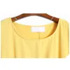 [EAM] Women Yellow Chiffon Long Pleated Big Size Dress Round Neck Half Sleeve Loose Fit Fashion Spring Summer 1DD8658 21512