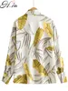 HSA Avrupa ve Amerikan Yaz Rüzgarı Kadın Yaprakları Baskılı Uzun Kollu Gömlek 6851 210716