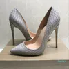 New Style Sexy Slender Gray Serpentine Tip High-heeled Shoes Shallow-mouth Single Shoes Women's Fine-heeled 12cm Fashion Shallow