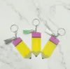 teacher's day pencil tassel decoration keychain factory wholesale personalized blank letter acrylic key pendant