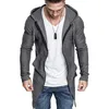 Giacche da uomo 2021 Giacca da uomo trench solido con cappuccio Cardigan Camicetta slim fit a maniche lunghe con orlo irregolare