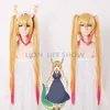 Kobayashi-San Chi Ingen Maid Dragon Tohru Paryk Cosplay Peluca Gul Gradient Rosa Långt Hår Dubbel Ponytail 100cm Y0913