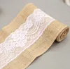 2021 Tillbehör 15 * 240cm Naturligt Elegant Burlap Lace Chace Sashes Jute Chairs Tie Bow för Rustik Bröllop Evenemang Dekoration