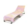 넥타이-마이 비치 의자 덮개 사이드 포켓이있는 빠른 건조 라운지 타월 커버 선 라운거 일광욕 정원 DD441