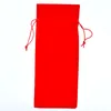 Lüks Flamnelette Kırmızı Şarap Şişesi Hediye Çanta Düğün için Çift İpli Kapatma Ile (16 * 35 cm)