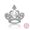 Enkel stil S925 Princess Crown Sterling Silver Broscher för Kvinnor Scarf Tie Clother Wedding Buckle Brosch Pins Smycken