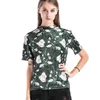 Kvinnor Harajuku Grönskjorta Blommor O-Neck Kläder T-shirt av axelplattorna för kvinnor Grön skjorta 3373 50 210527