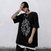 IEFB Streetwear Soyut Baskı Kısa Kollu T-shirt erkek Ins Yuvarlak Boyun Moda Gevşek Çift Boy Tee Tops Yaz 210524
