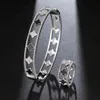 Women's Bracelet & ring high quality 3A zircon Flower shape design fashionable fashion jewelry 2 pieces set