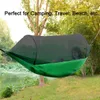 Utomhus med myggnät 1-2 Person Portable Travel Camping Tyg Hängande Swing Hammocks Bed Trädgårdsmöbler