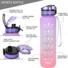 1L Tritan Water Bottle With Time Marker Bounce Cover Motivational Water Bottle Cycling Leakproof Cup For Sports Fitness Bottles Y0915