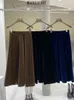 Tigena Vintage Velvet MIDI длинная юбка женская осень зима элегантная универсальная твердая линия высокая талия средняя длина юбка женщина 211217