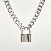 18-30 Inch 10mm Silver Lock Necklace Padlock Pendant Criminal Partner Stainless Steel Curb Link Chain Interlocking Friendship Suitable for Ladies mens