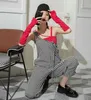 Plaid Jumpsuit Women Ruched Romper Summer Suspenders Salopette Femme Overaller för Mode Kläder 210427