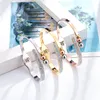 Bangle Fashion Three Colors Smooth Stainless Steel Ball Half Crystal Bracelet For Woman Love Wedding Gift Jewelry Wholesale Melv22
