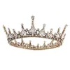 Forseven Retro Barroco Cristal Rodada Tiaras Coroas Princesa Diadem Coronal Headpiece Mulheres Noiva Noiva Cabelo Do Casamento Jóias 210707