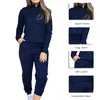 Zweiteiliges Kleid Frauen Sport Trainingsanzug Sets Casual Langarm Feste Jacke und elastische Taille Hosen 2021 Herbst Mode 2 Sportwears