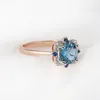 925 Sterling Silver Topaz Ring Created Gemstone Rose Gold Plated For Women Girls Delicate Anniversary Gifts Luxury Fine Jewelry 220224