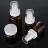 Flacon vaporisateur en plastique PET ambré de luxe Bouteilles à pompe à lotion Pot cosmétique avec couvercles blancs (sans BPA) pour crème de sérum d'aromathérapie