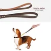 犬の襟のひもかいペットの短いチェーンのひもなPUレザーハンドルは中程度の大きい大きな犬のためのスプリントをリードする牽引ロープを防ぐ